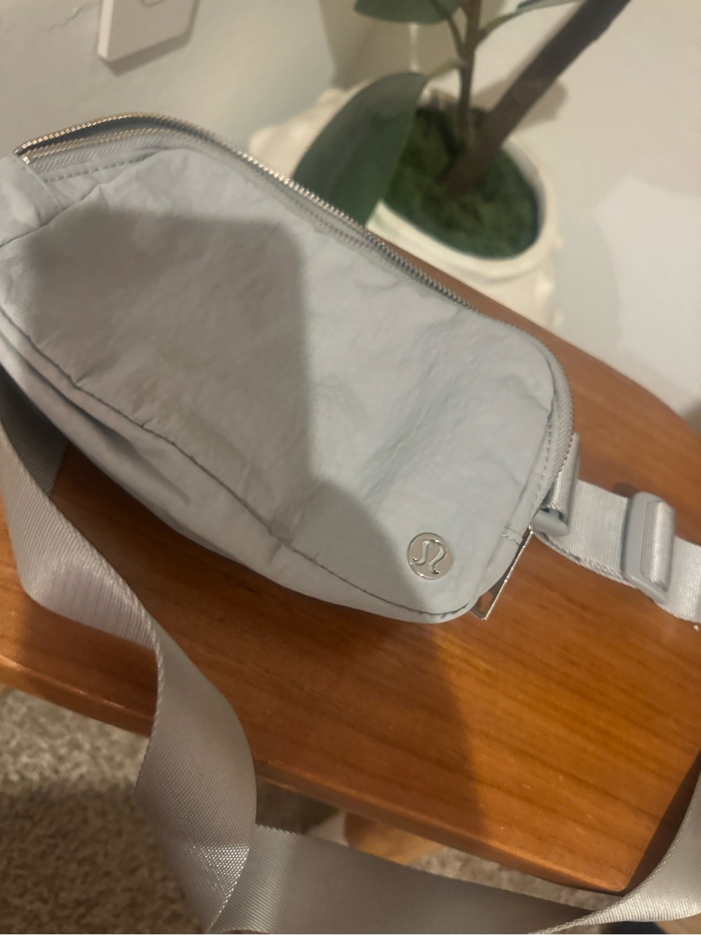 lululemon athletica Light Gray Belt Bag with Silver Logo